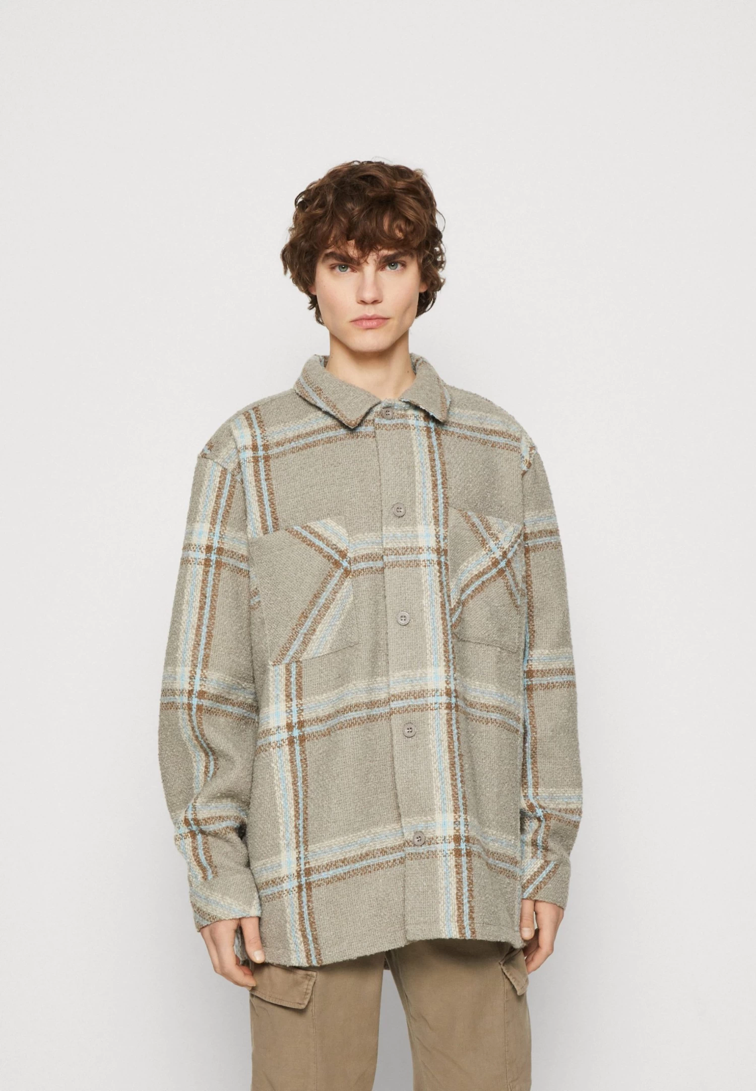 Sean John Script Logo Overshirt - Short Coat - Beige