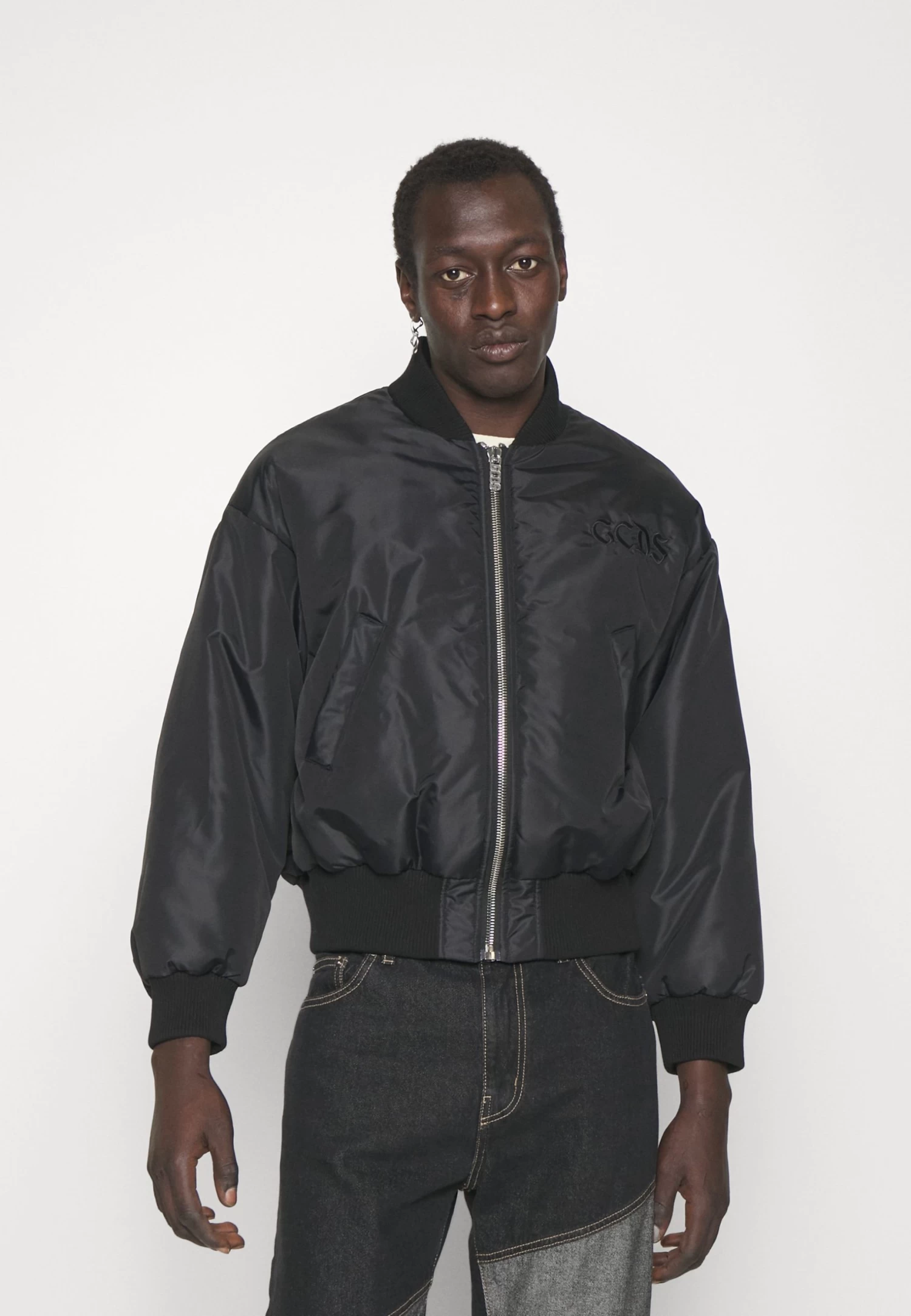 GCDS Spongebob Embroidered Cropped - Bomber Jacket - Black - Image 3