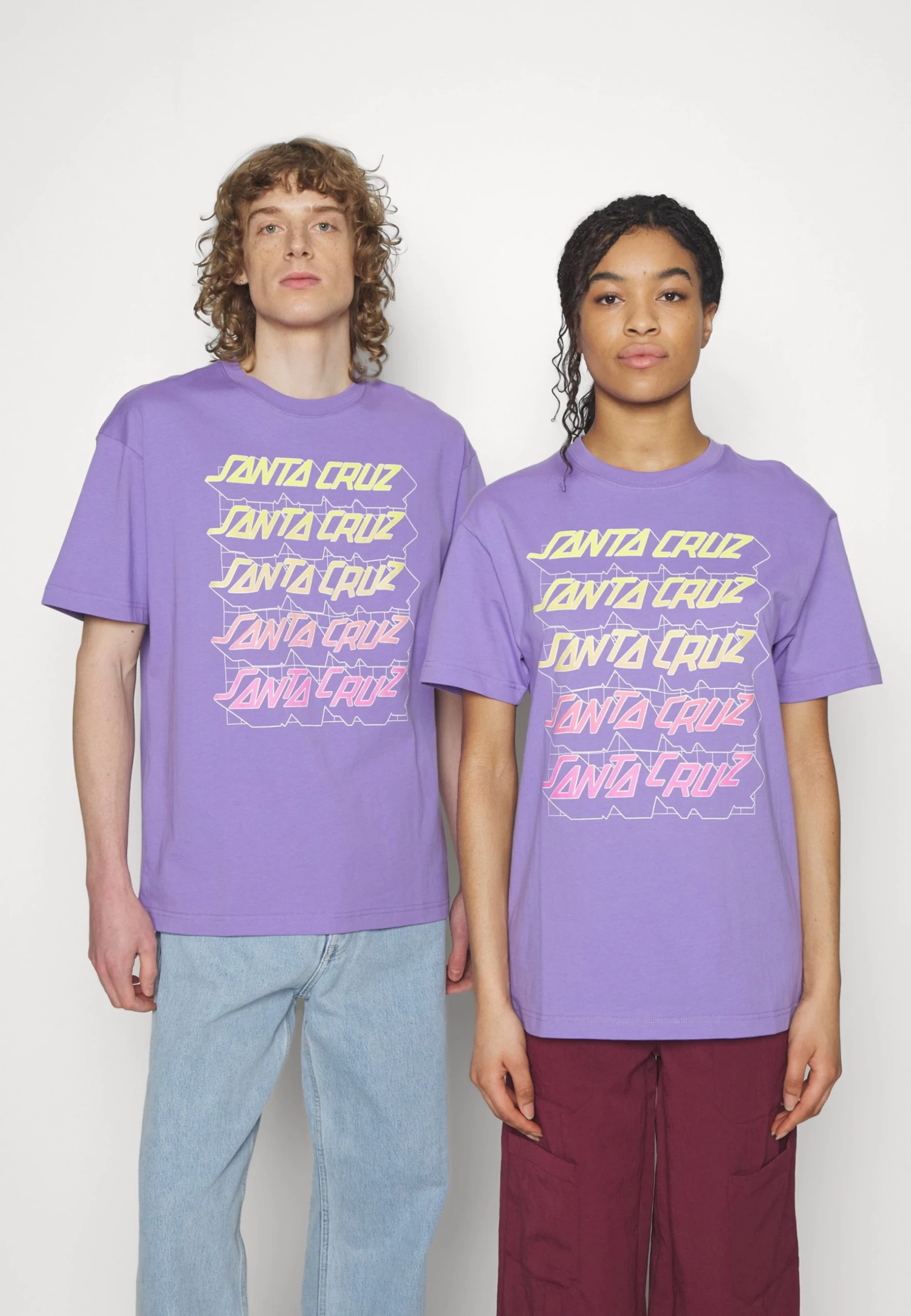Santa Cruz Grid Stacked Unisex - Print T-Shirt - Soft Purple