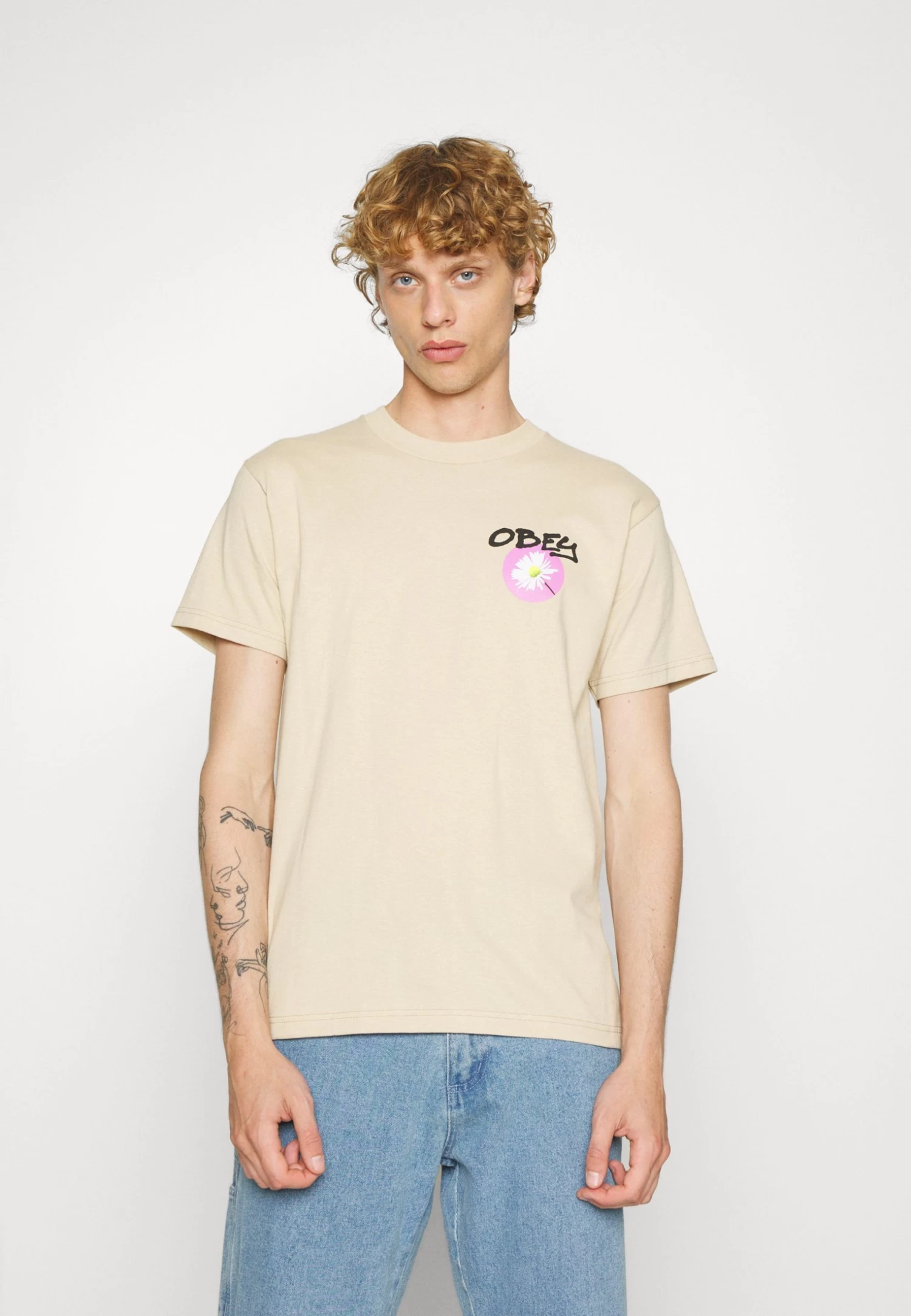 Obey Clothing One Two - Print T-Shirt - Sand - Image 3