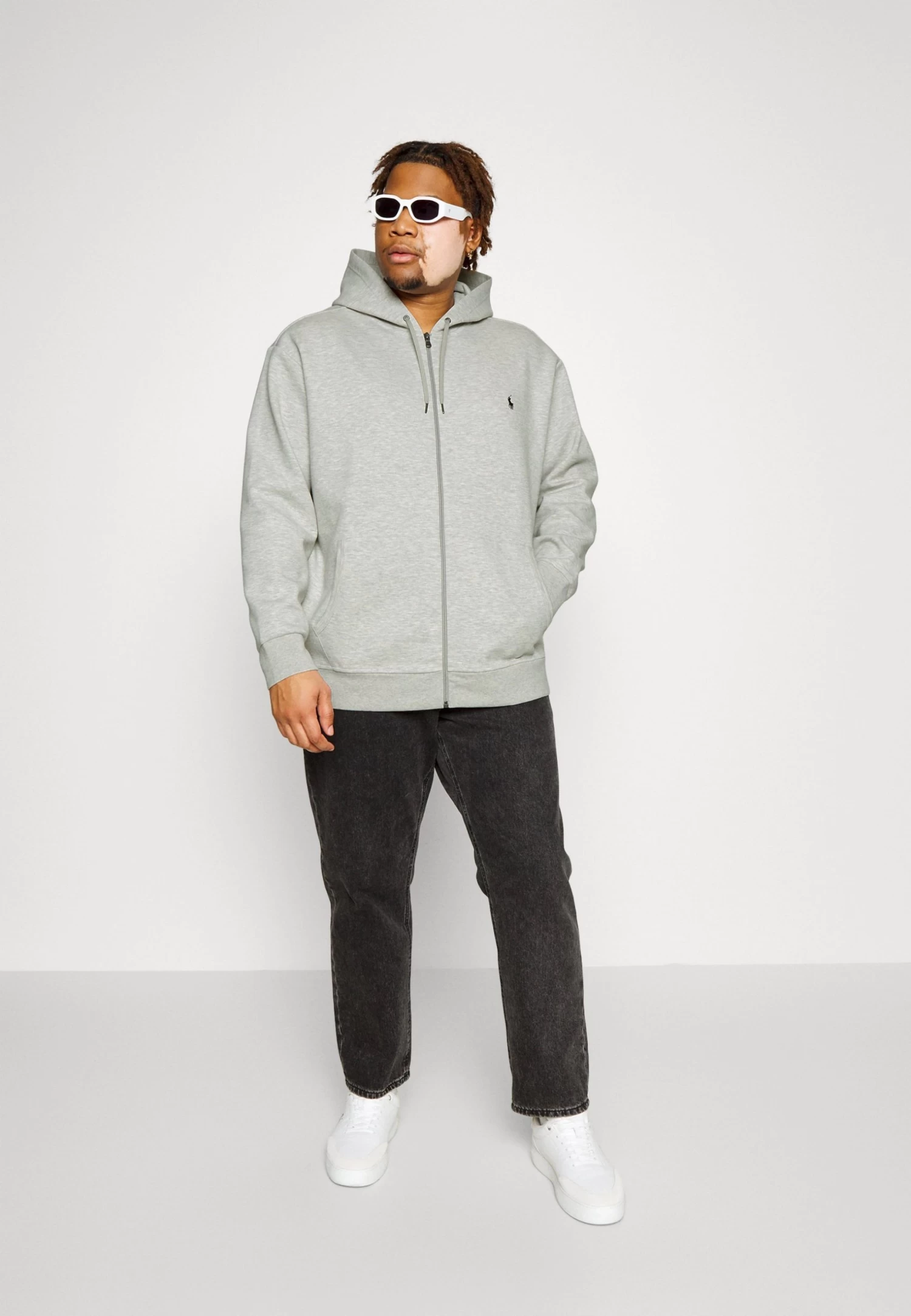 Double-Knit Full-Zip Hoodie - Zip-Up Sweatshirt - Grey - Image 2
