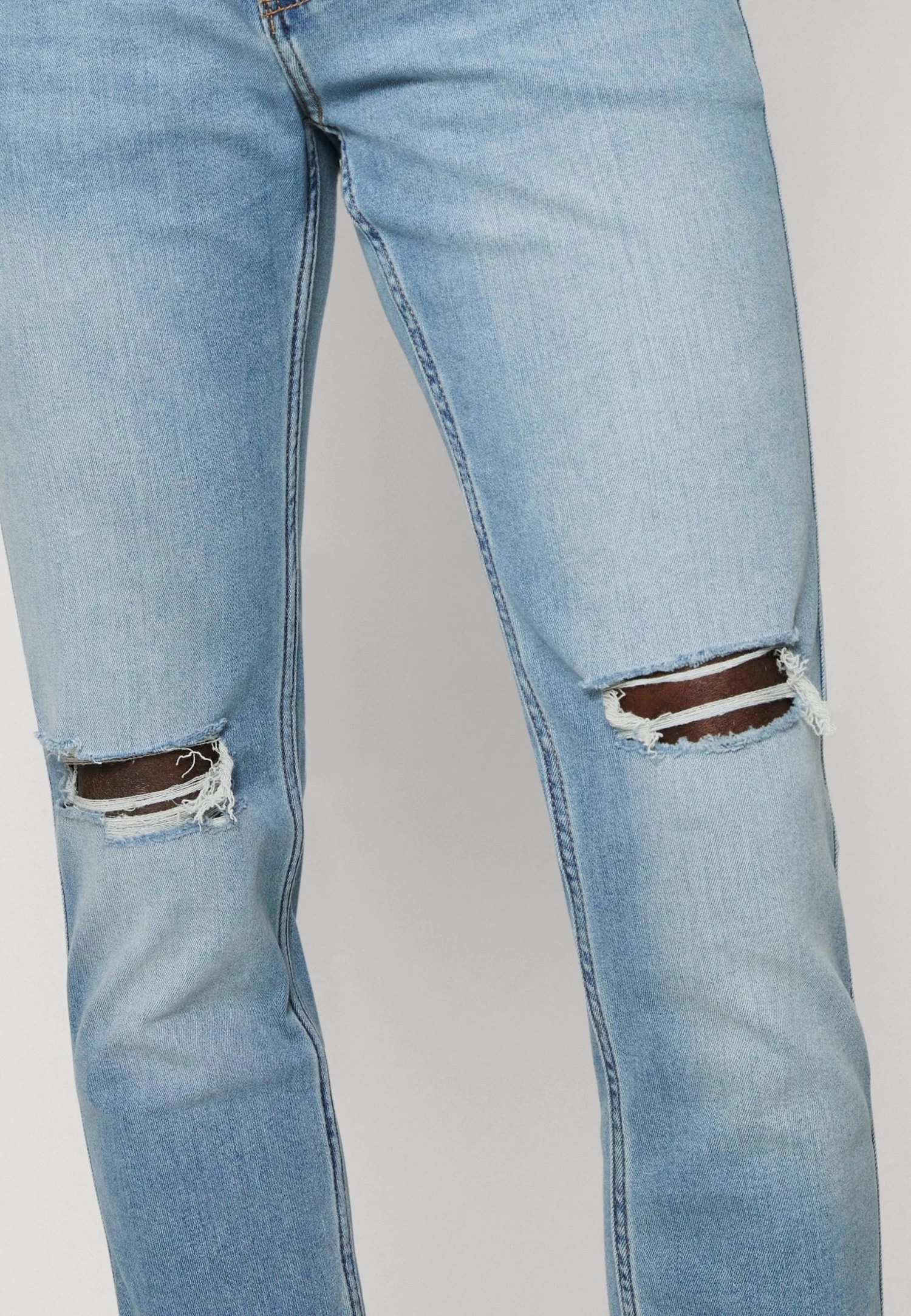 Hollister Co. Knee Slits - Jeans Tapered Fit - LightBlue Denim - Image 6