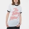 The Rolling Stones Signature Band Logo Ringer - Print T-Shirt - White