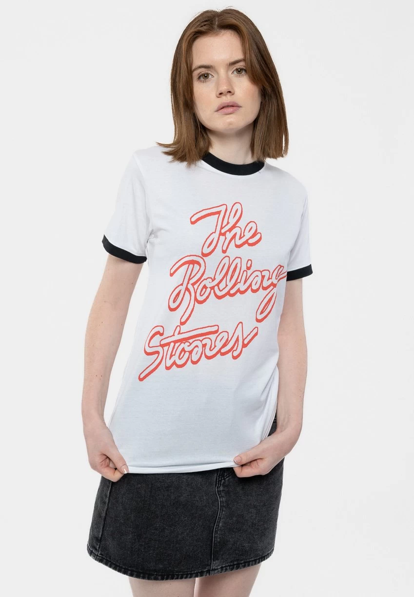 The Rolling Stones Signature Band Logo Ringer - Print T-Shirt - White
