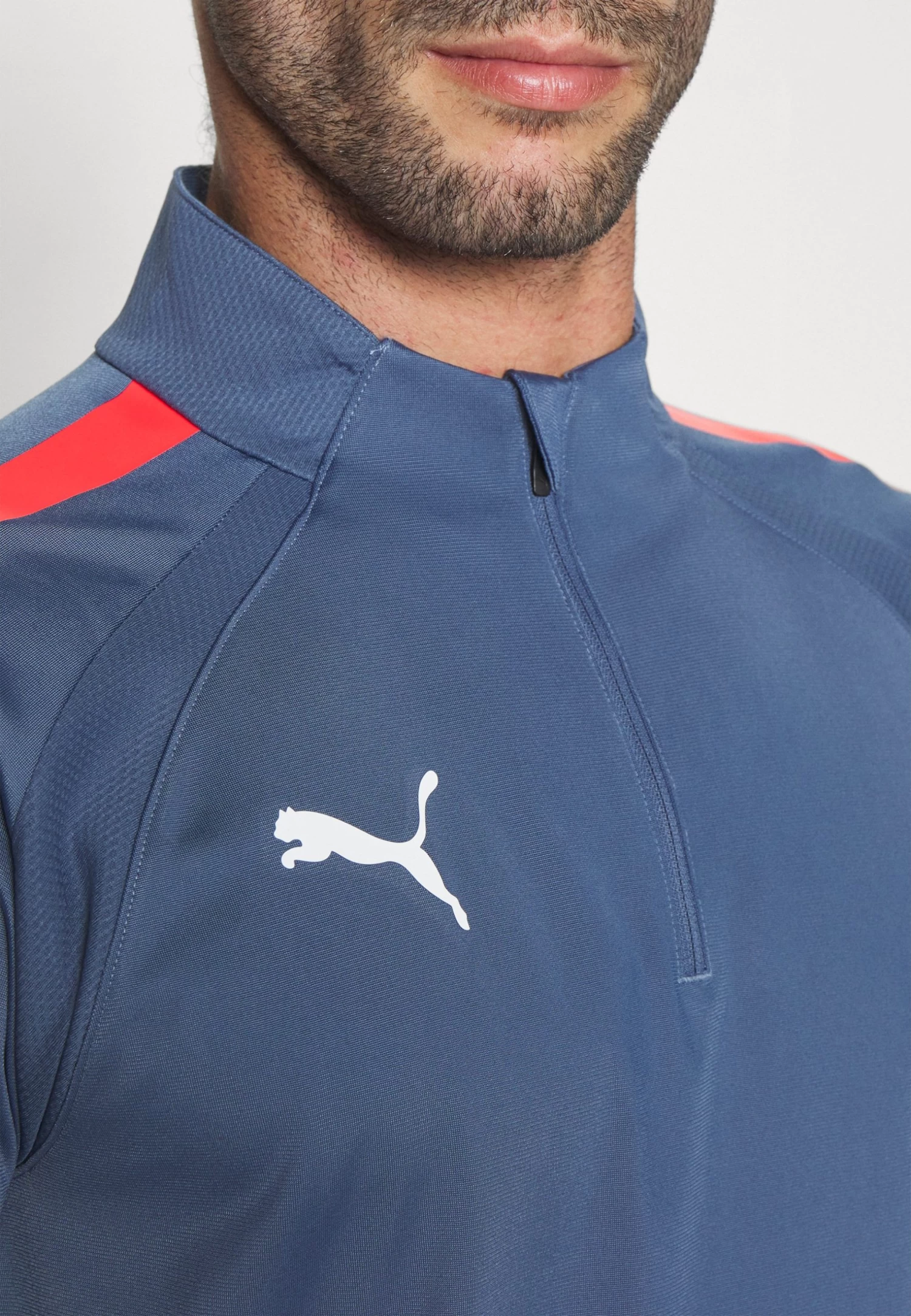 Puma Teamliga 1/4 Zip - Long Sleeved Top - Inky Blue/Fire Orchid - Image 7