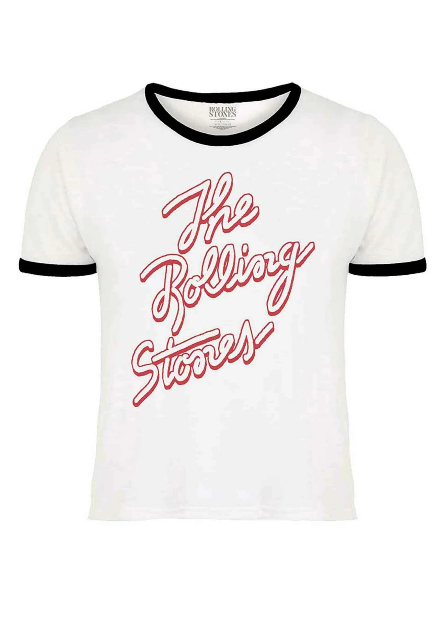 The Rolling Stones Signature Band Logo Ringer - Print T-Shirt - White - Image 5