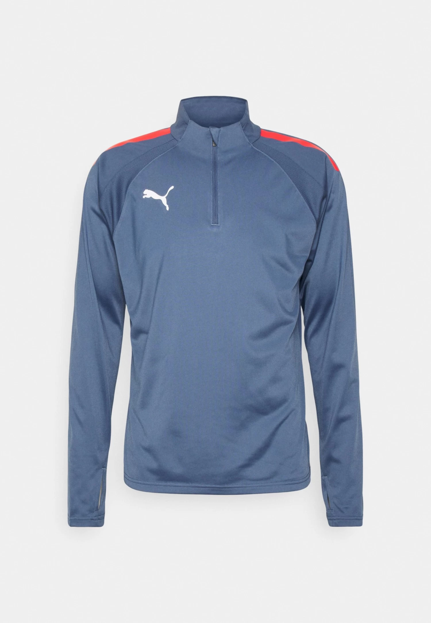 Puma Teamliga 1/4 Zip - Long Sleeved Top - Inky Blue/Fire Orchid - Image 6