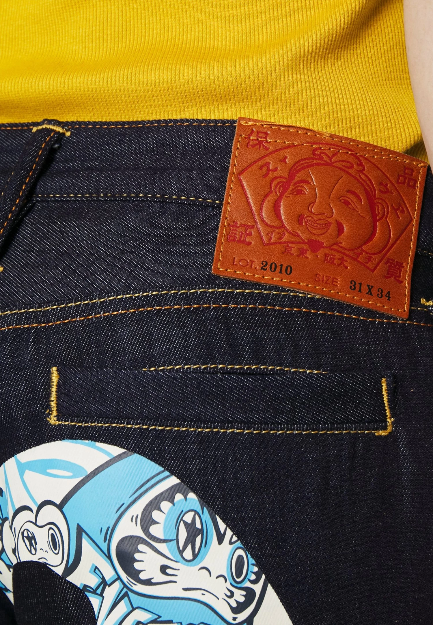 Evisu Ht, Graffiti Daruma Daicock Printed Jeans - Straight Leg Jeans - Indigo - Image 5
