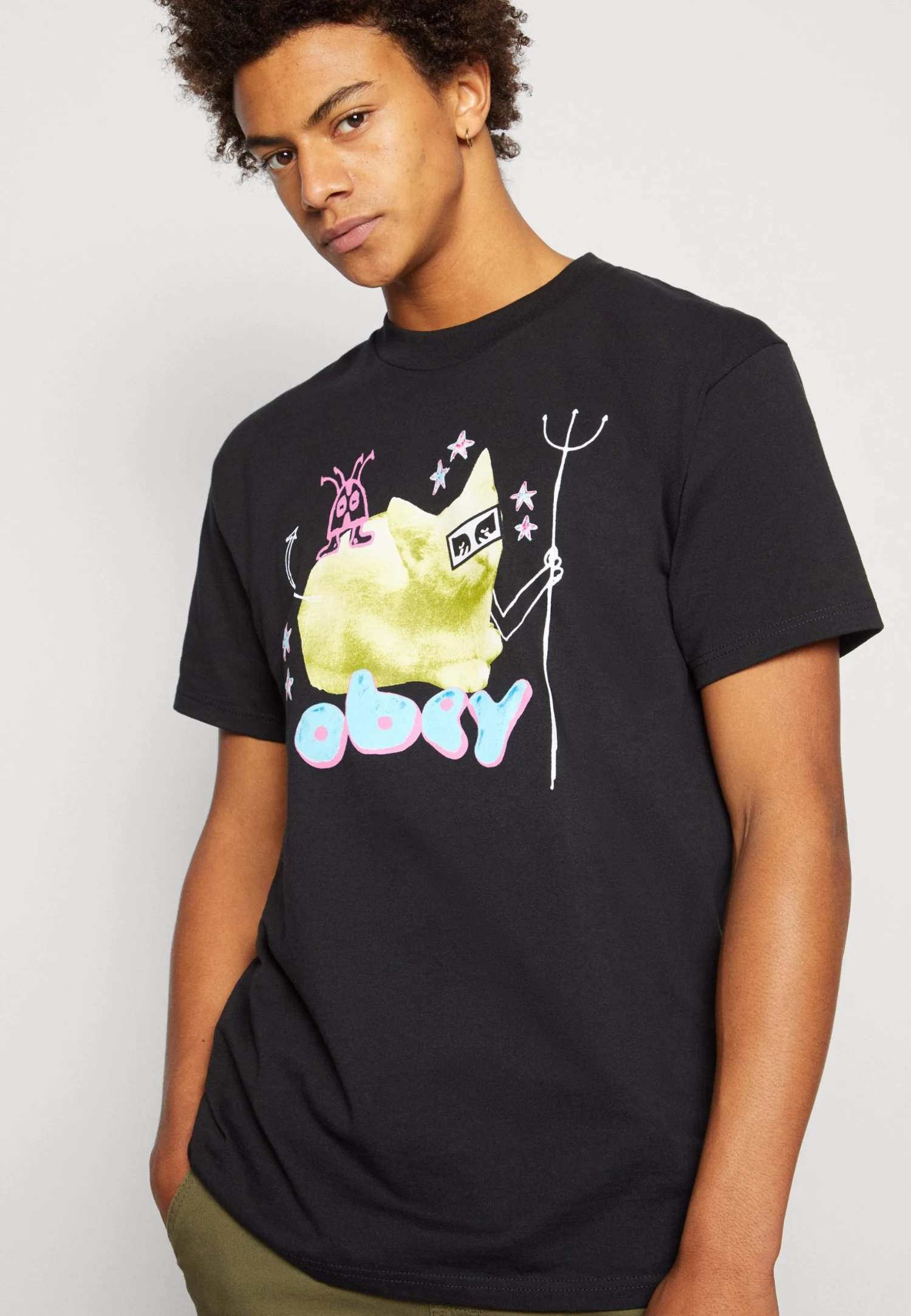 Obey Clothing Cat - Print T-Shirt - Black - Image 4