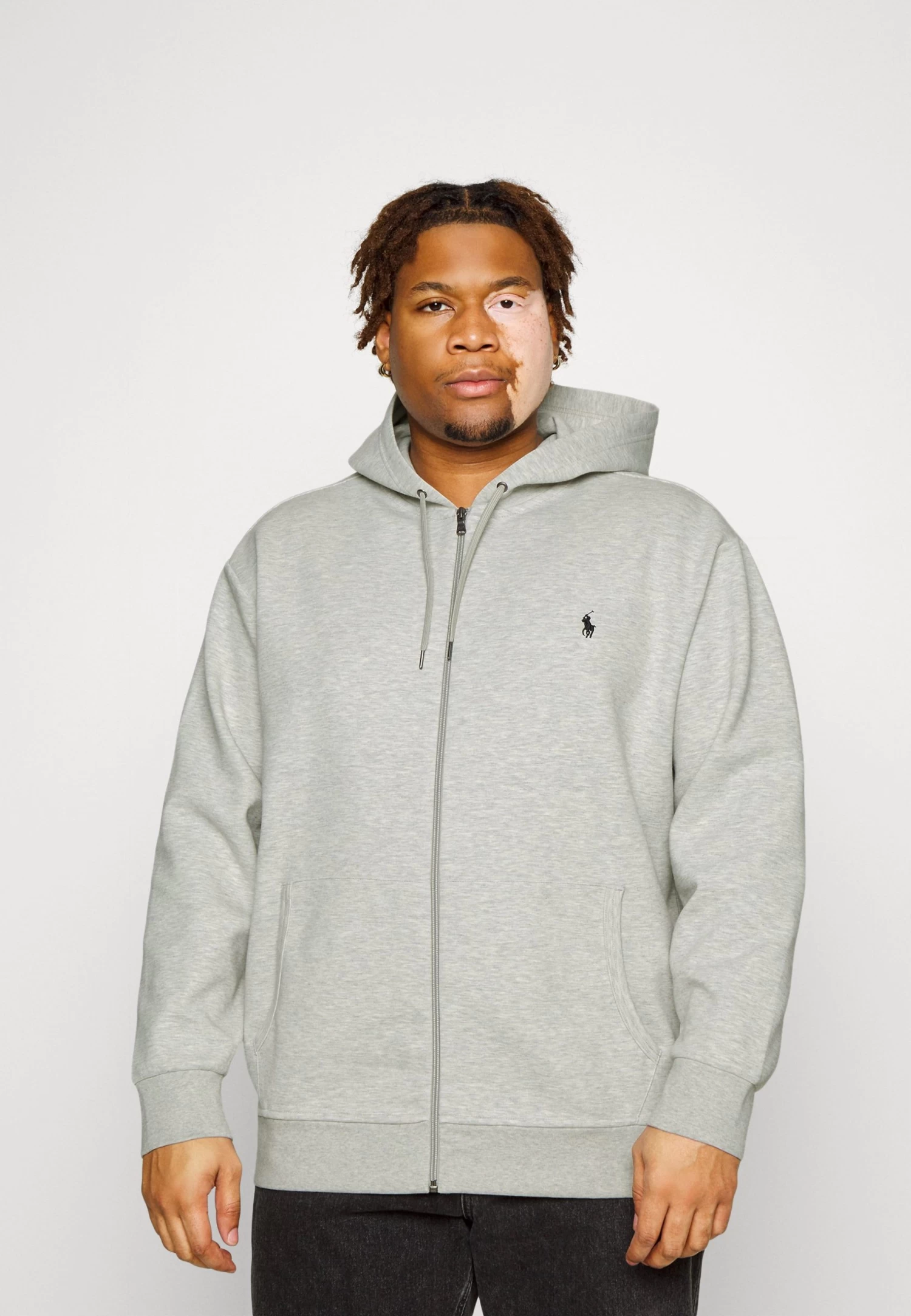 Double-Knit Full-Zip Hoodie - Zip-Up Sweatshirt - Grey