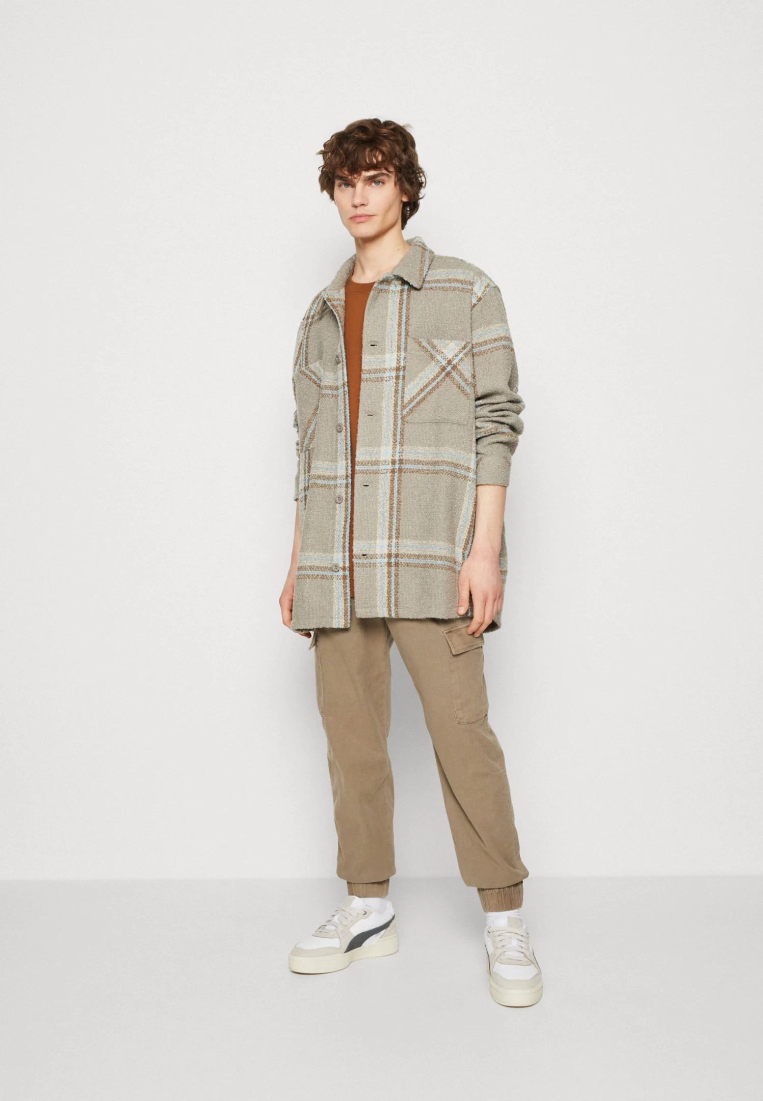Sean John Script Logo Overshirt - Short Coat - Beige - Image 2