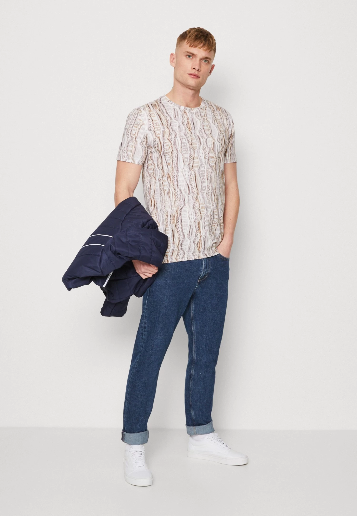 CARLO COLUCCI Unisex - Print T-Shirt - Beige/Offwhite/Grey/Brown - Image 2