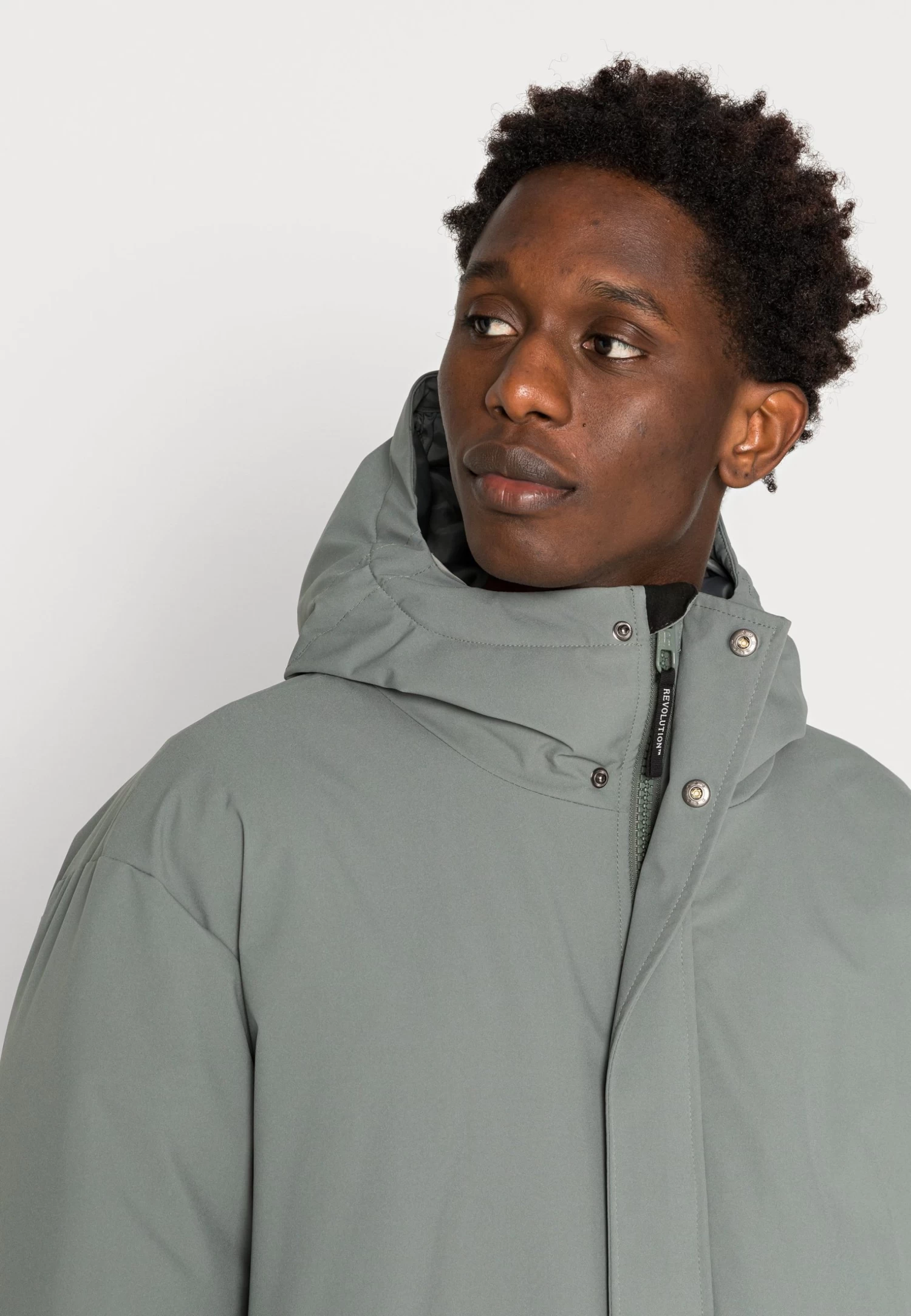 Revolution Long City Puffer - Winter Coat - Grey - Image 5