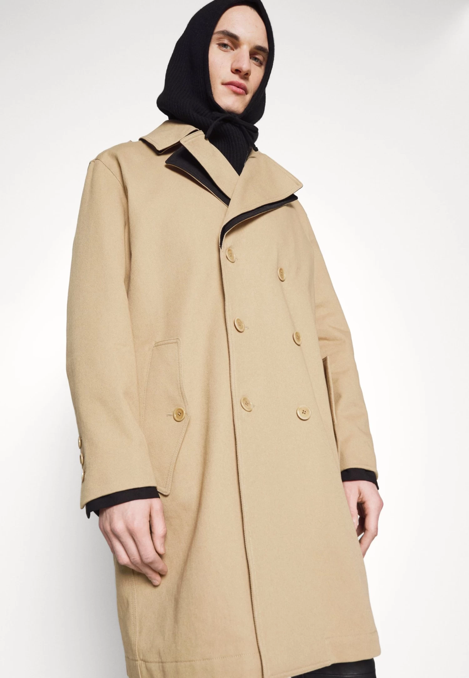 MOSCHINO Long Jacket - Classic Coat - Beige/Black - Image 6
