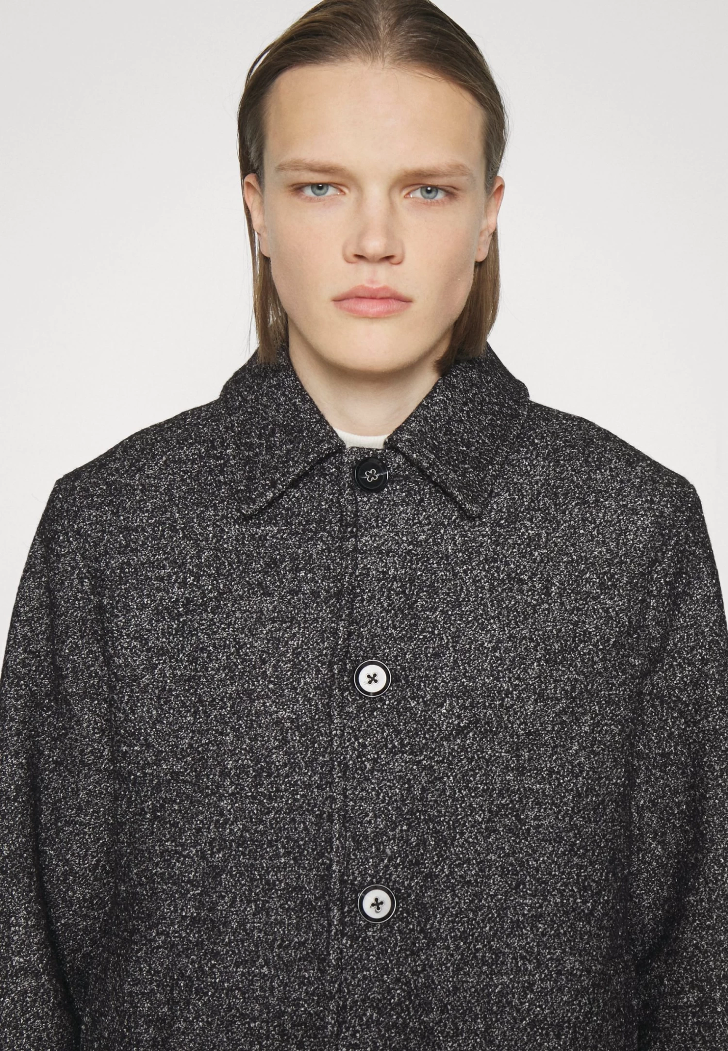 Holzweiler Eros Salt And Pepper Coat - Classic Coat - Black Mix - Image 4