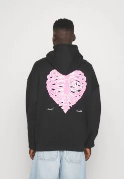 Half Face Zip Hoodie Unisex - Zip-Up Sweatshirt - Black