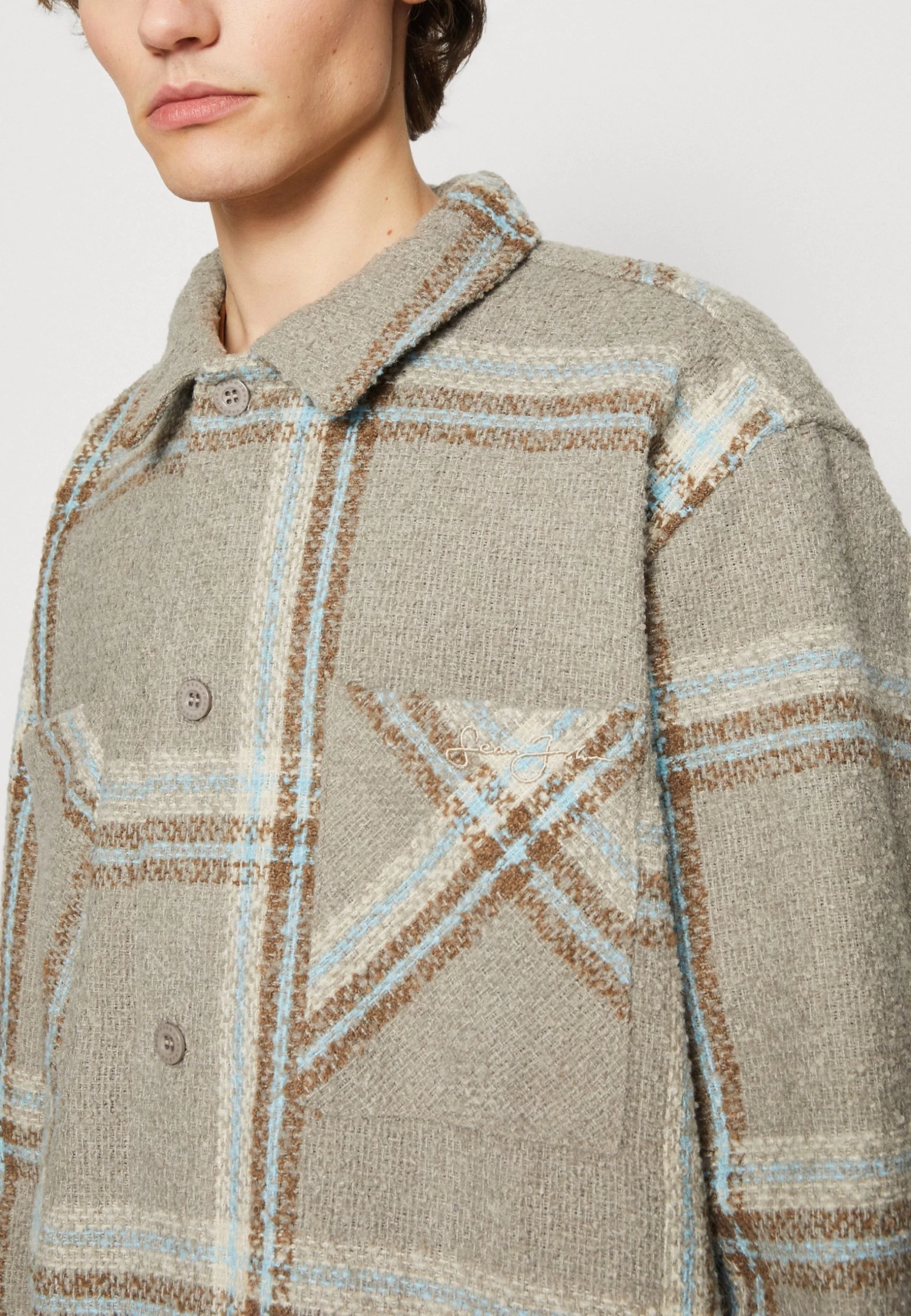 Sean John Script Logo Overshirt - Short Coat - Beige - Image 6