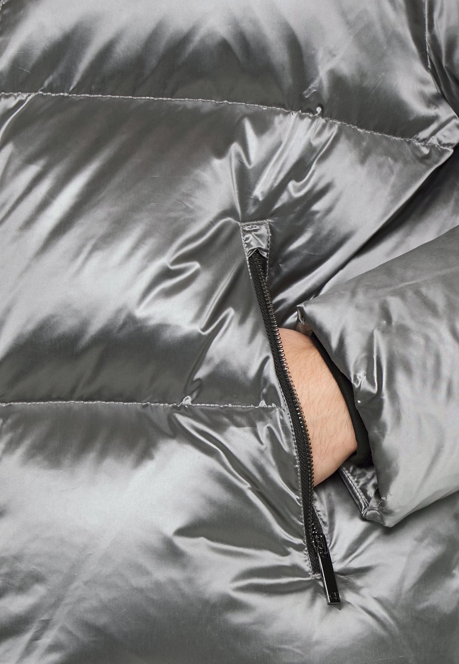 Calvin Klein High Shine Silver Puffer Jacket - Winter Jacket - Silver - Image 6
