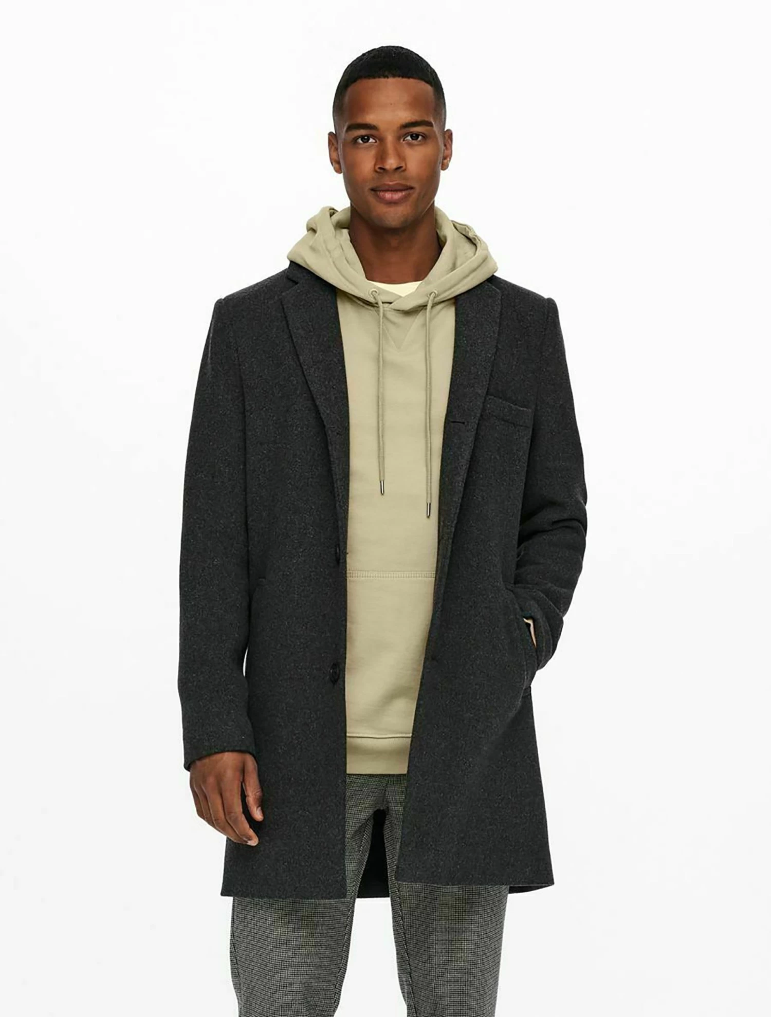 Only & Sons Onsjaylon Otw - Classic Coat - Dark Grey Melange