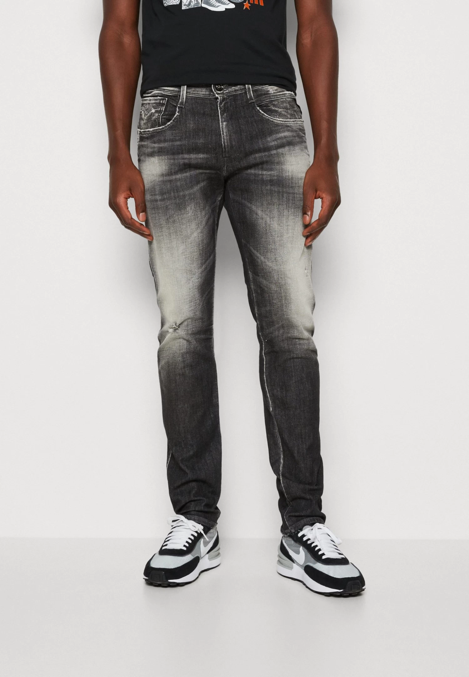 Replay Anbass Pants Aged - Slim Fit Jeans - Dark Grey