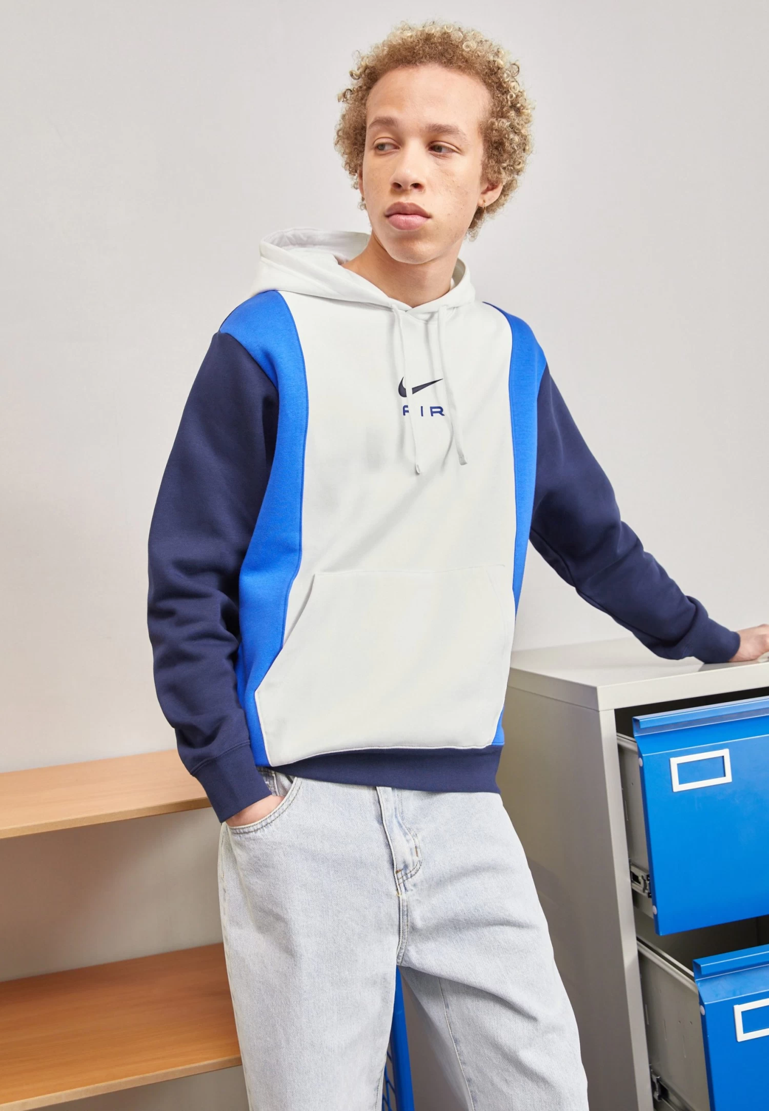 Nike Sportswear Air Hoody - Sweatshirt - Summit White/Obsidian/Game Royal