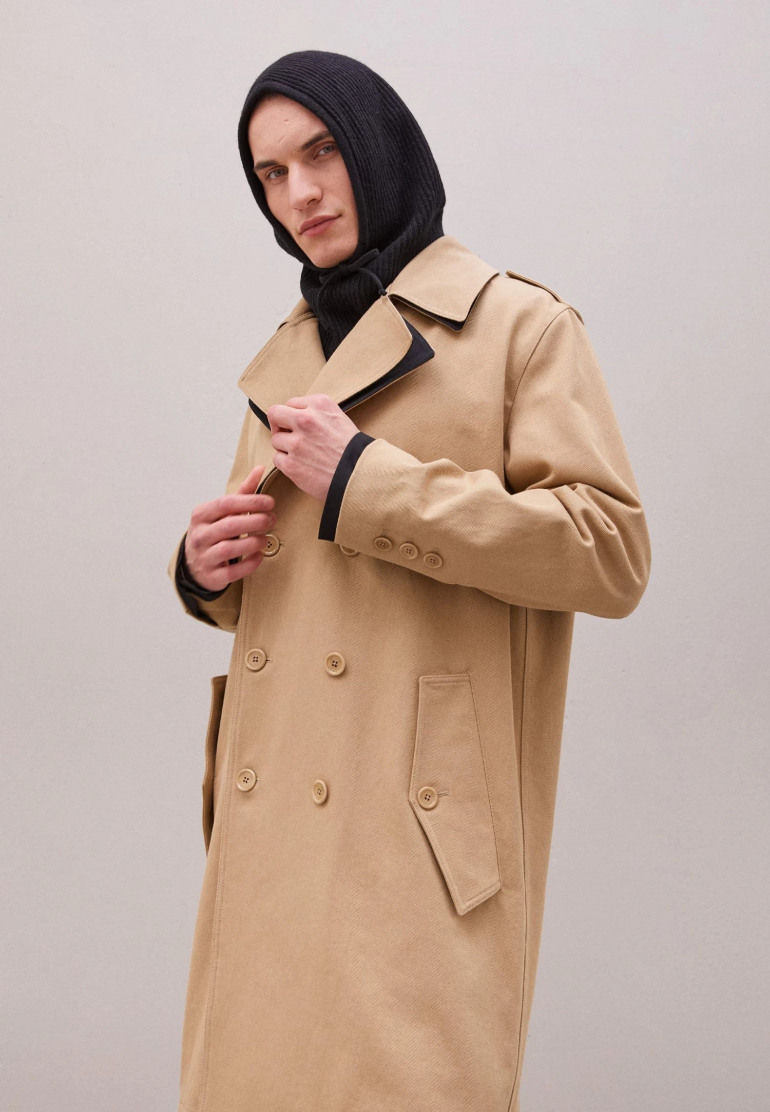 MOSCHINO Long Jacket - Classic Coat - Beige/Black