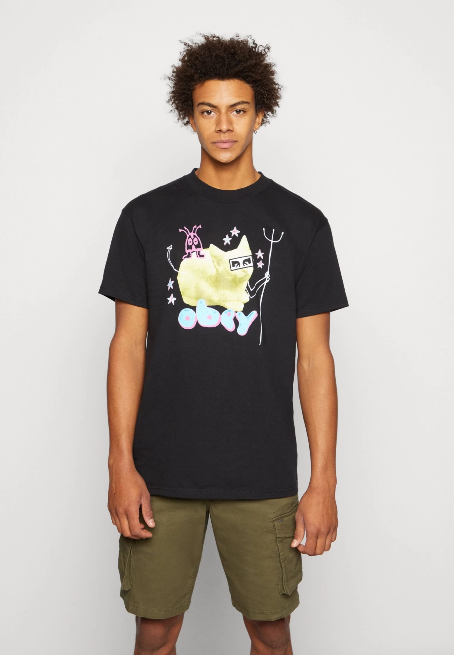 Obey Clothing Cat - Print T-Shirt - Black