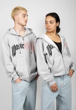 Hoodie Zip Dark Pitcher Unisex- Zip-Up Sweatshirt - Ash Grey