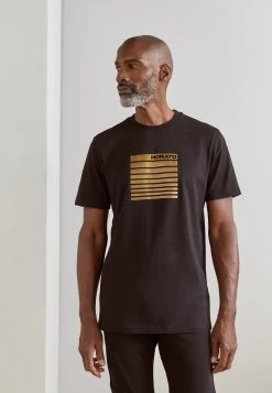 Antony Morato With Flock Logo And Sponge Effect - Print T-Shirt - Black