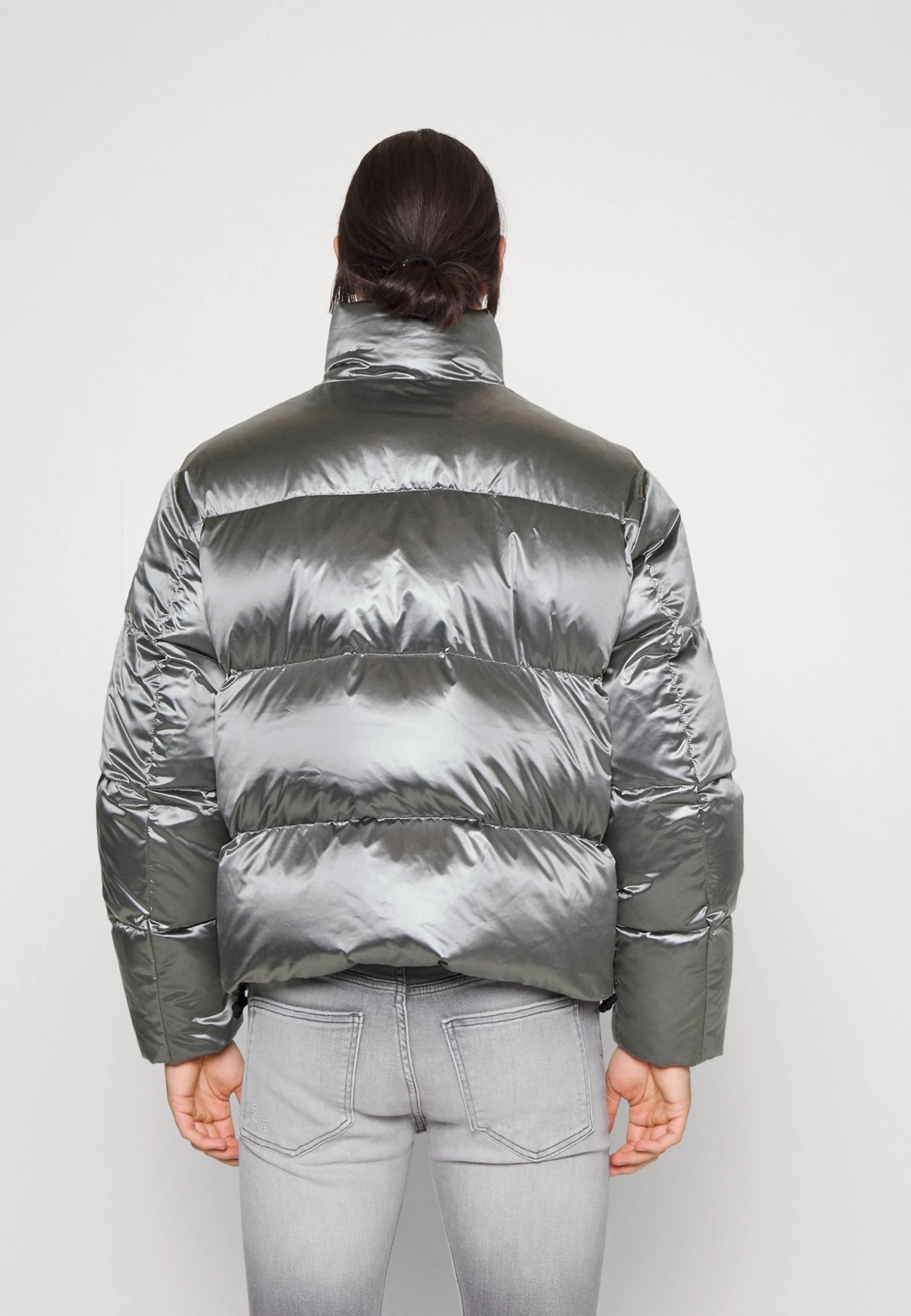 Calvin Klein High Shine Silver Puffer Jacket - Winter Jacket - Silver - Image 3
