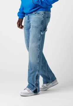 Zipped Carpenter- Relaxed Fit Jeans - Dark Blue