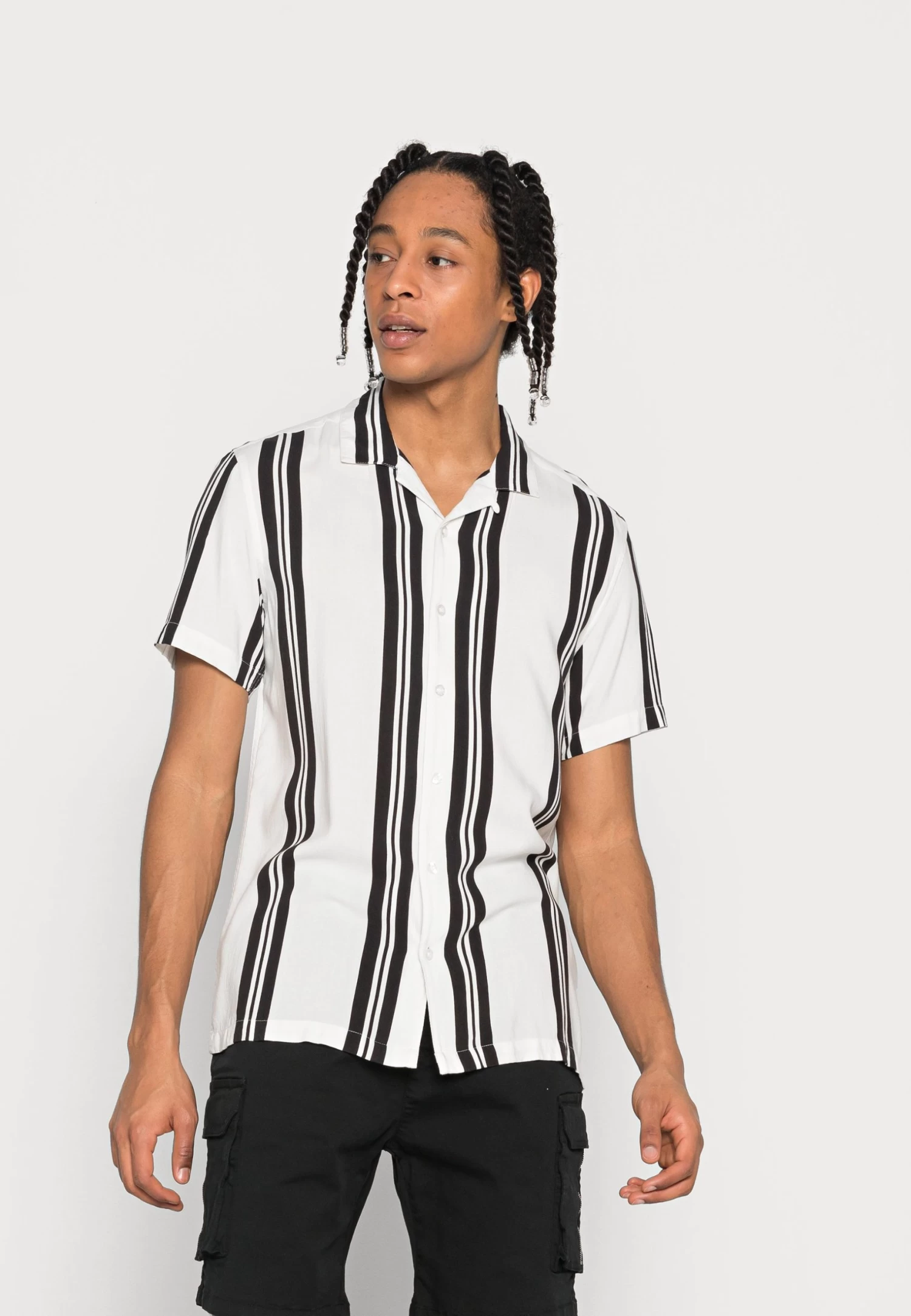 BRAVE SOUL Rhone - Shirt - Optic White/Jet Black