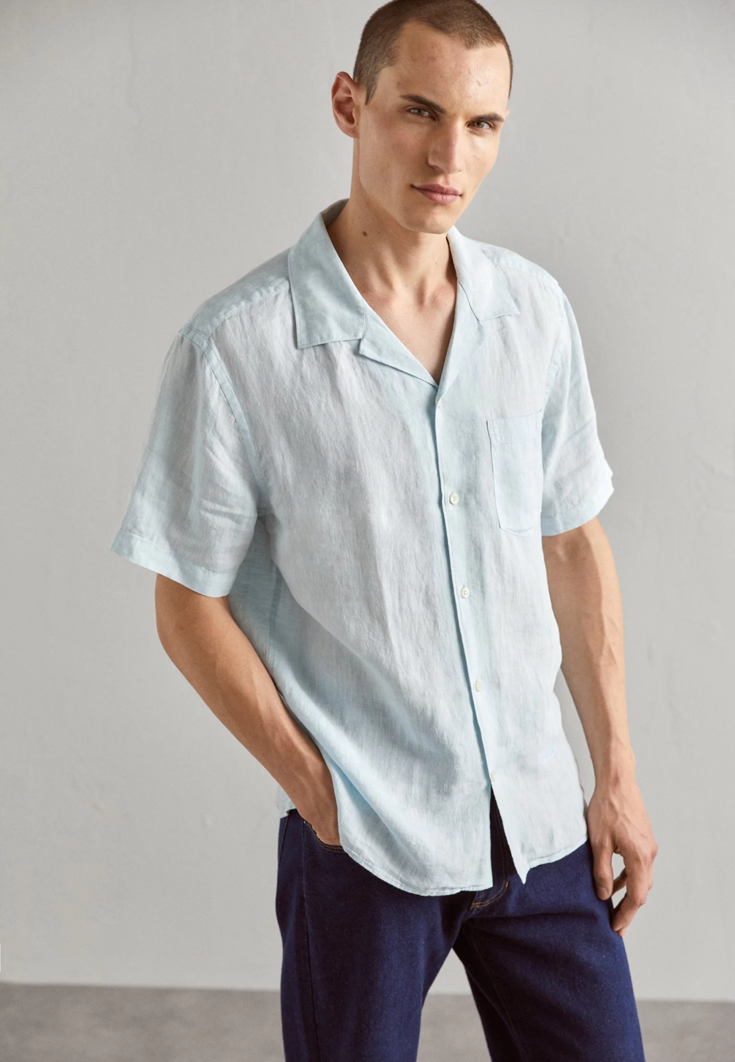 J.Lindeberg Melange Reg Shirt - Shirt - Dream Blue