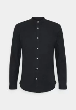 Lindbergh Oxford Manderin Superflex Ls - Shirt - Black