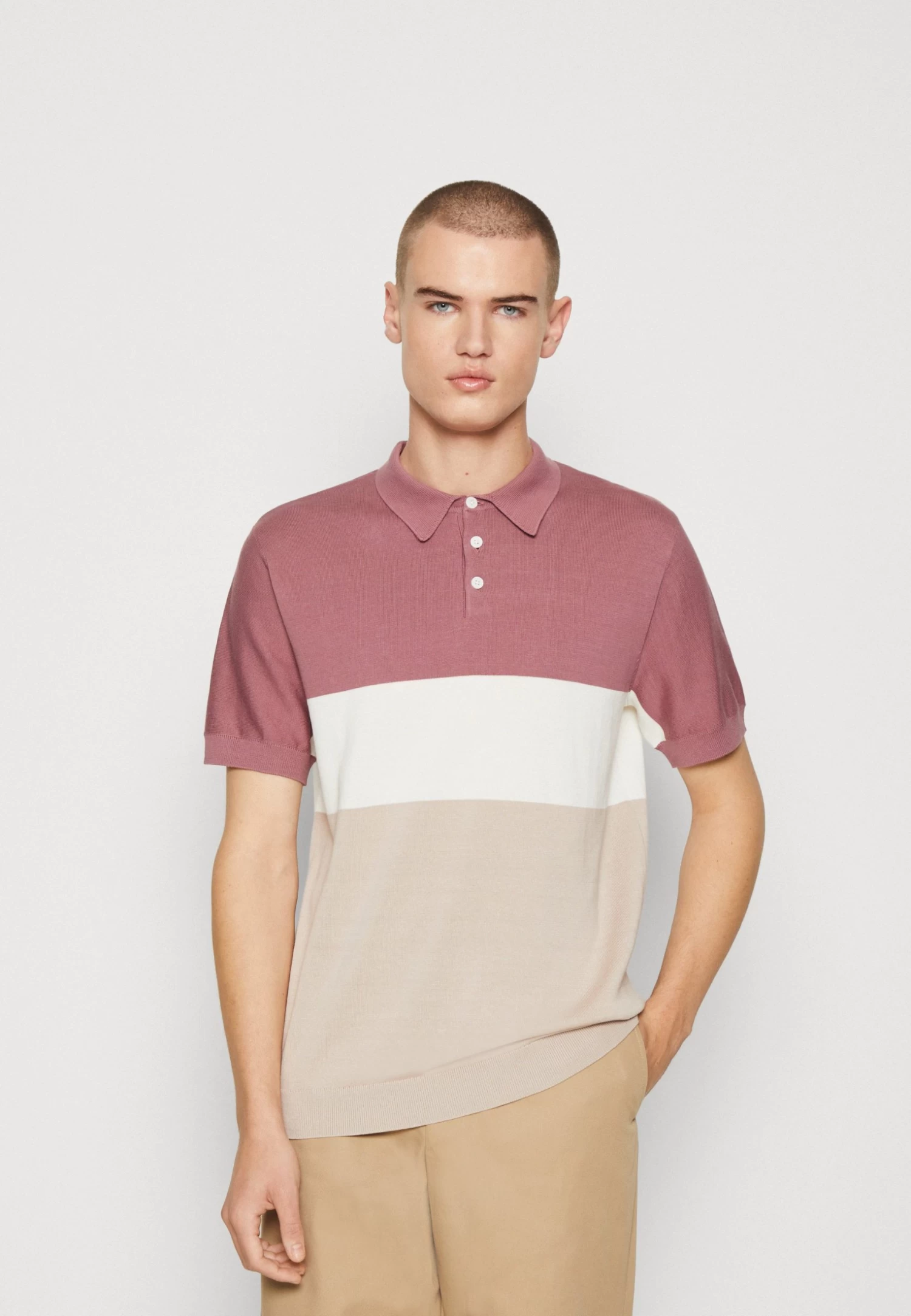 Selected Homme Slhmattis Block - Polo Shirt - Wistful Mauve/Fog Melange/Cloud Dancer